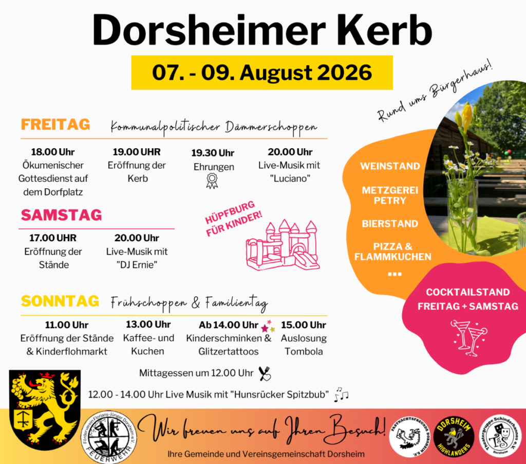 Dorsheimer Kerb 7.-9. August 2026 Dorsheimer Kerb 7.-9. August 2026